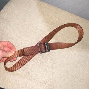 Jackson Hole Adjustable Web Belt Brown Copper Tone Metal Buckle Casual Outdoor